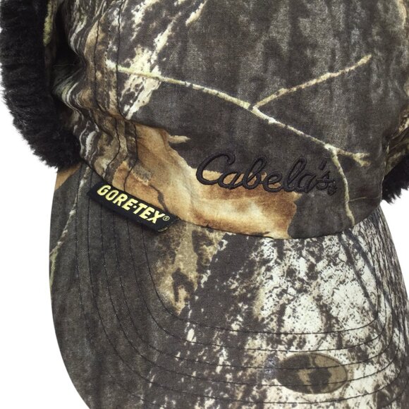 Vtg Men's Hunting Cap Hat Insulated Cabela's Trapper Ear Flaps Gore-Tex Camo - Picture 3 of 11